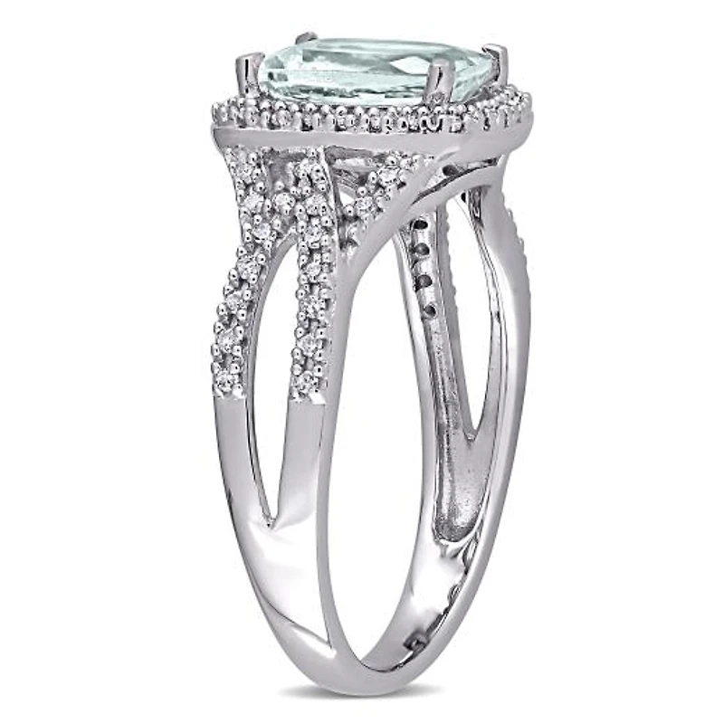 Julianna B 10K White Gold Aquamarine & 0.17CTW Diamond Ring
