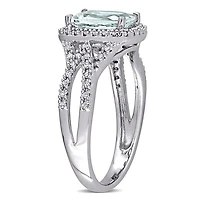 Julianna B 10K White Gold Aquamarine & 0.17CTW Diamond Ring