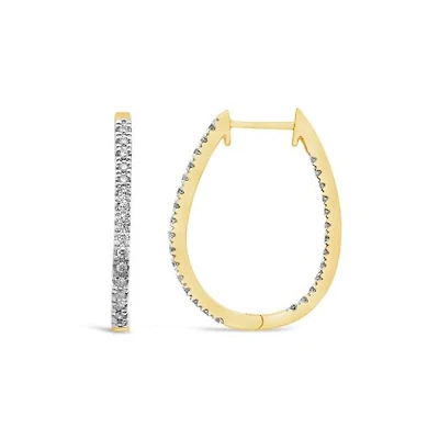 10K Yellow Gold .50CTW Diamond Hoop Earrings