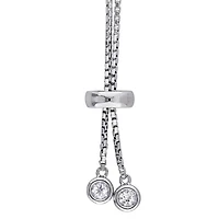 Julianna B Sterling Silver White Topaz Tassel Bolo Bracelet