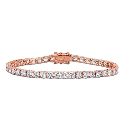 Julianna B Rose Plated Sterling Silver Cubic Zirconia Tennis Bracelet