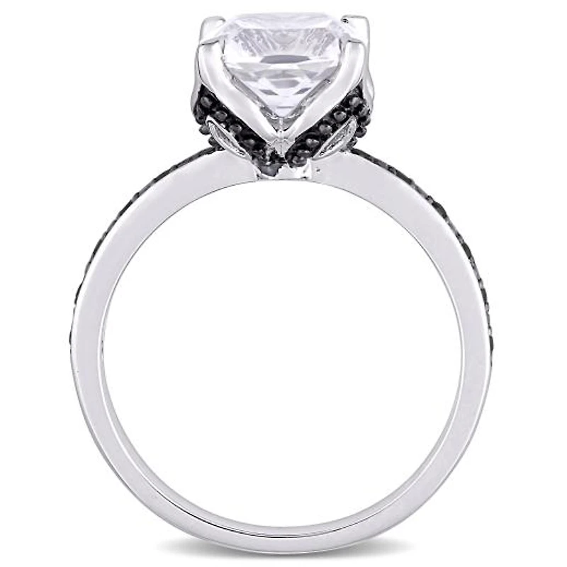 Julianna B 10K White Gold Created White Sapphire & Black 0.06CTW Diamond Ring