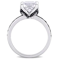 Julianna B 10K White Gold Created White Sapphire & Black 0.06CTW Diamond Ring