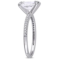 Julianna B 10K White Gold Created White Sapphire & Diamond Engagement Ring
