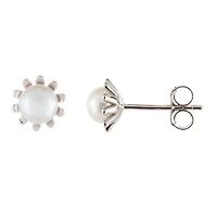 Sterling Silver 6-7mm Pearl Stud Earrings