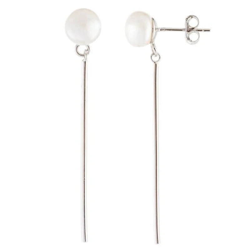 Sterling Silver 7-7.5mm Pearl Earrings