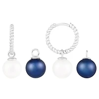 14K White Gold Interchangeable 8mm Freshwater Pearl Earrings