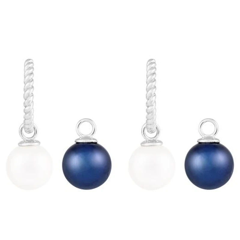 14K White Gold Interchangeable 8mm Freshwater Pearl Earrings