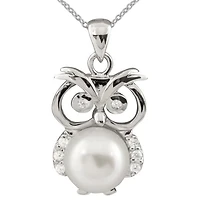 Sterling Silver Owl 8-9mm Pearl Pendant