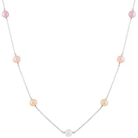 Sterling Silver 5 Stationed 7-8mm Pearl Necklace