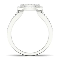 14K White Gold 0.50CTW Cushion Wrap Ring