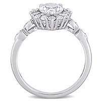 Julianna B 10K White Gold Created White Sapphire & Diamond Ring