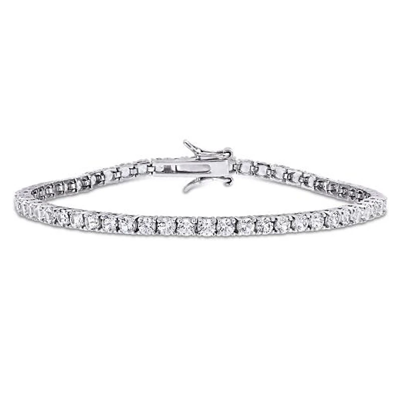 Julianna B Sterling Silver Created White Sapphire Tennis Bracelet 7"