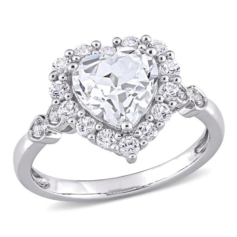 Julianna B 10K White Gold Created Sapphire & Diamond Accent Ring