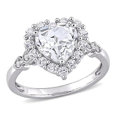 Julianna B 10K White Gold Created Sapphire & Diamond Accent Ring