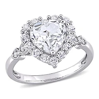 Julianna B 10K White Gold Created Sapphire & Diamond Accent Ring