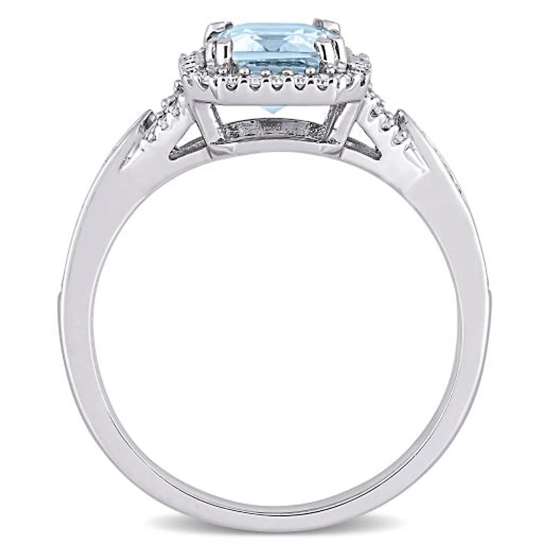 Julianna B 14K White Gold Aquamarine & 0.20CTW Diamond Ring