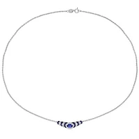 Julianna B Sterling Silver Created Blue & Created White Sapphire Necklace