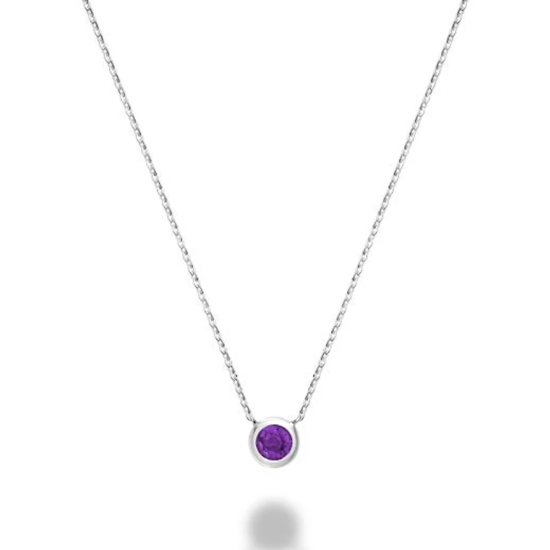 Les Bijoux 10K White Gold Bezel Set Amethyst Necklace