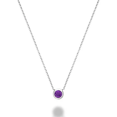Les Bijoux 10K White Gold Bezel Set Amethyst Necklace