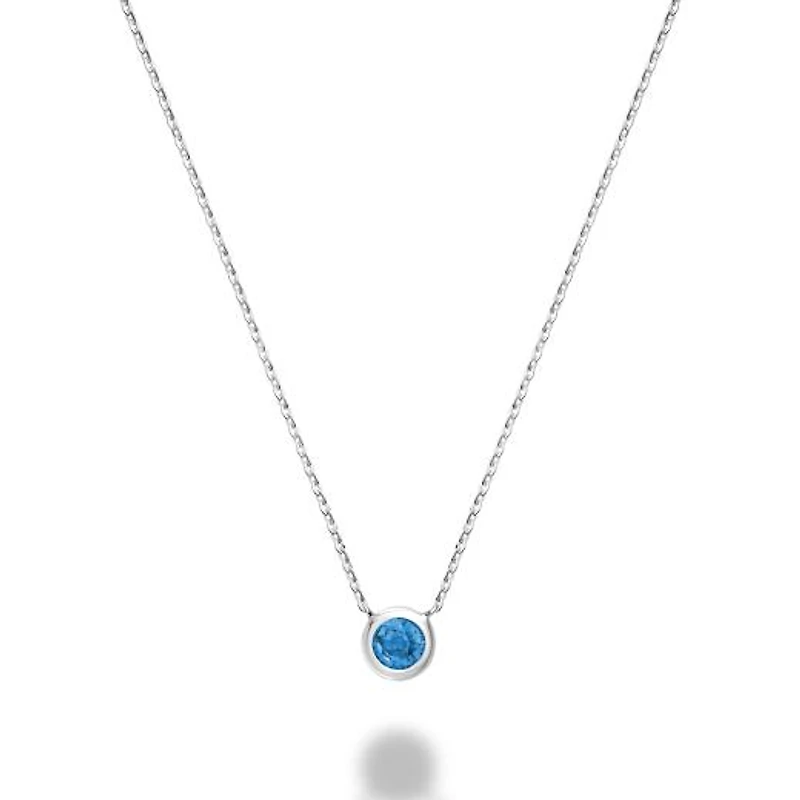 Les Bijoux 10k White Gold Bezel Set Blue Topaz Necklace