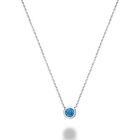 Les Bijoux 10k White Gold Bezel Set Blue Topaz Necklace