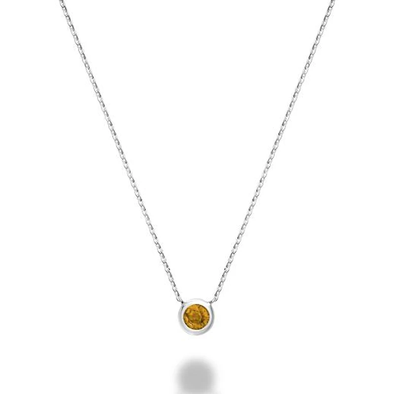 Les Bijoux 10k White Gold Bezel Set Citrine Necklace