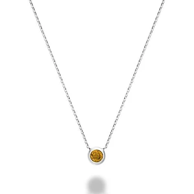 Les Bijoux 10k White Gold Bezel Set Citrine Necklace