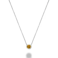 Les Bijoux 10k White Gold Bezel Set Citrine Necklace