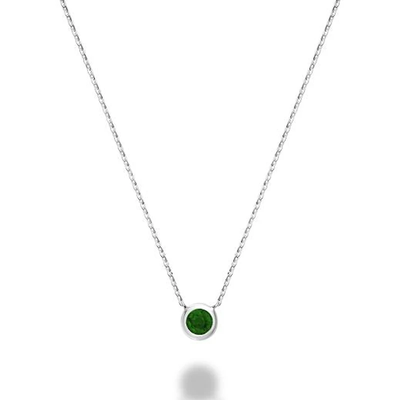 Les Bijoux 10k White Gold Bezel Set Emerald Necklace