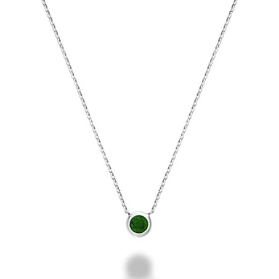 Les Bijoux 10k White Gold Bezel Set Emerald Necklace