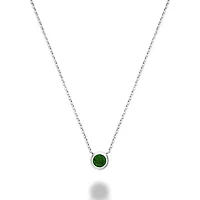 Les Bijoux 10k White Gold Bezel Set Emerald Necklace