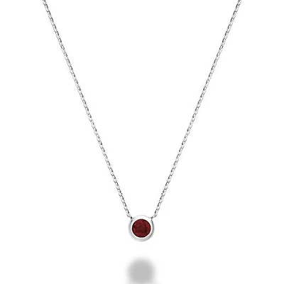 Les Bijoux 10k White Gold Bezel Set Garnet Necklace