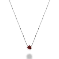 Les Bijoux 10k White Gold Bezel Set Garnet Necklace