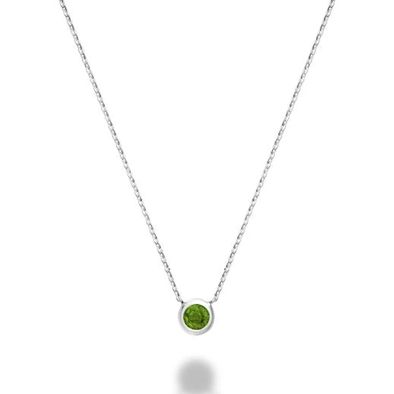 Les Bijoux 10k White Gold Bezel Set Peridot Necklace