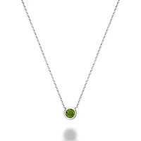 Les Bijoux 10k White Gold Bezel Set Peridot Necklace