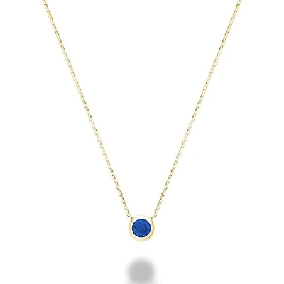 Les Bijoux 10k Yellow Gold Bezel Set Blue Sapphire Necklace