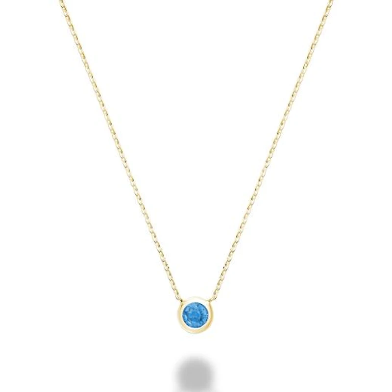 Les Bijoux 10K Yellow Gold Bezel Set Blue Topaz Necklace