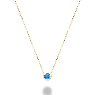 Les Bijoux 10K Yellow Gold Bezel Set Blue Topaz Necklace