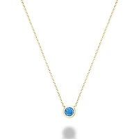 Les Bijoux 10K Yellow Gold Bezel Set Blue Topaz Necklace