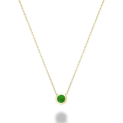 Les Bijoux 10k Yellow Gold Bezel Set Emerald Necklace