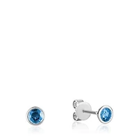 Les Bijoux 10K White Gold Bezel Set Blue Topaz Earrings