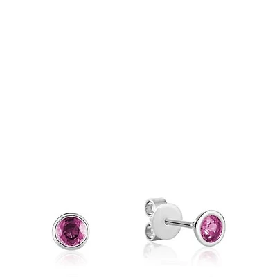 Les Bijoux 10K White Gold Bezel Set Pink Topaz Earrings