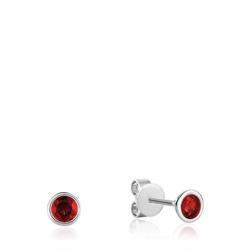 Les Bijoux 10K White Gold Bezel Set Ruby Earrings