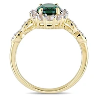 Julianna B 14K Yellow Gold Created Emerald, White Topaz & Diamond Ring