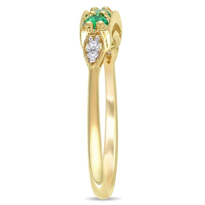 Julianna B 10K Yellow Gold Created Emerald & 0.04CTW Diamond Ring