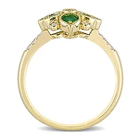 Julianna B 14K Yellow Gold Emerald & 0.10CTW Diamond Ring