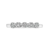 10K White Gold 0.13CTW Diamond Flower Stack Ring