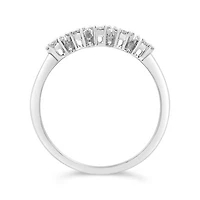 10K White Gold 0.13CTW Diamond Flower Stack Ring