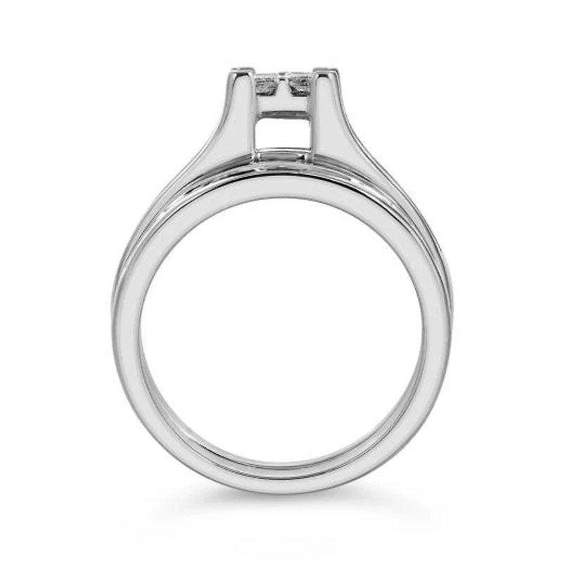 10K White Gold 1.00CTW Diamond Bridal Set